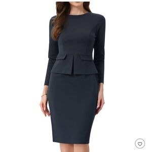 Chic Long Sleeve Navy Dress